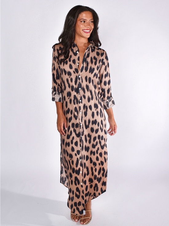 Dresses & Skirts - Emily Phillips Cheetah Linen Girlfriend Maxi Dress